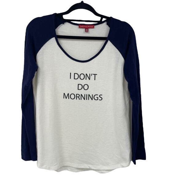 Saks Fifth Avenue I Don't Do Mornings Graphic Print Long Sleeve Soft Tee Large - Picture 1 of 7